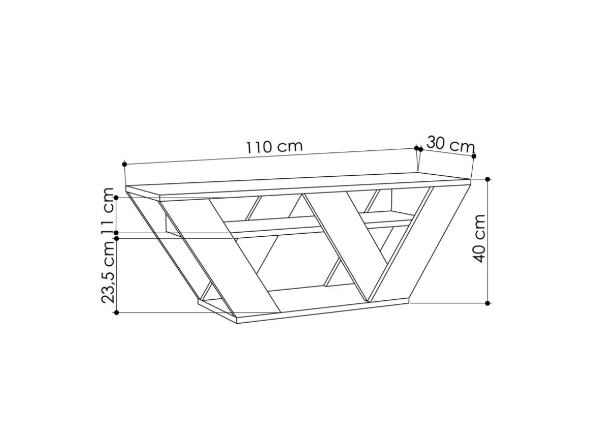 Meuble TV en bois "Pipralla" - 110 x 30 x 40 cm - Anthracite