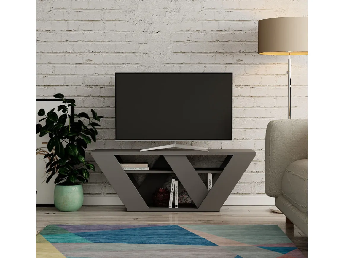 Meuble TV en bois "Pipralla" - 110 x 30 x 40 cm - Anthracite