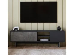 Meuble TV en bois "Ravello" - 150 x 30 x 45 cm - Gris anthracite
