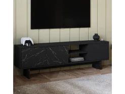 Meuble TV en bois "Ravello" - 150 x 30 x 45 cm - Noir
