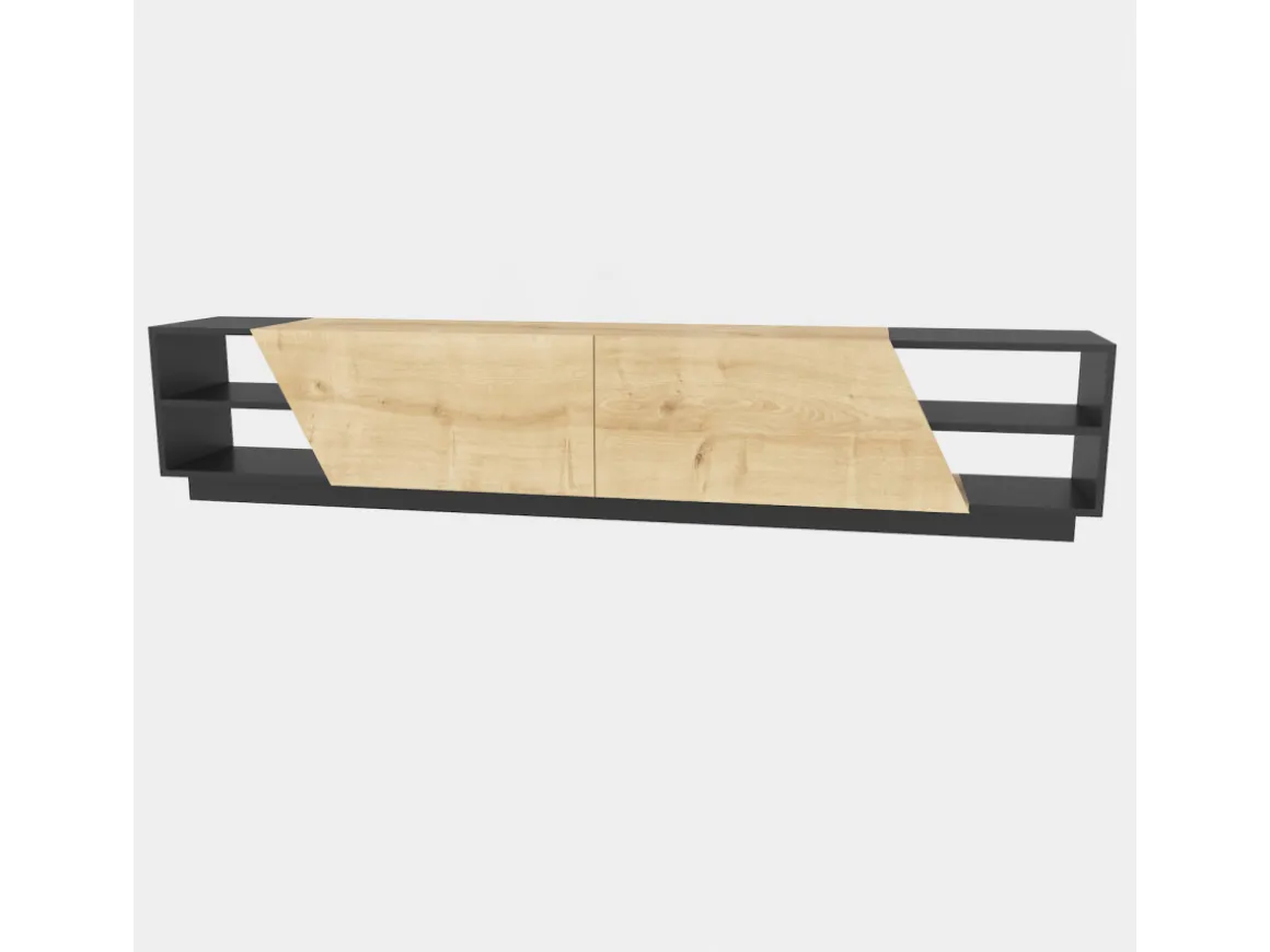 Meuble TV en bois "Rhodes" - 240 x 37 x 47 cm - Beige