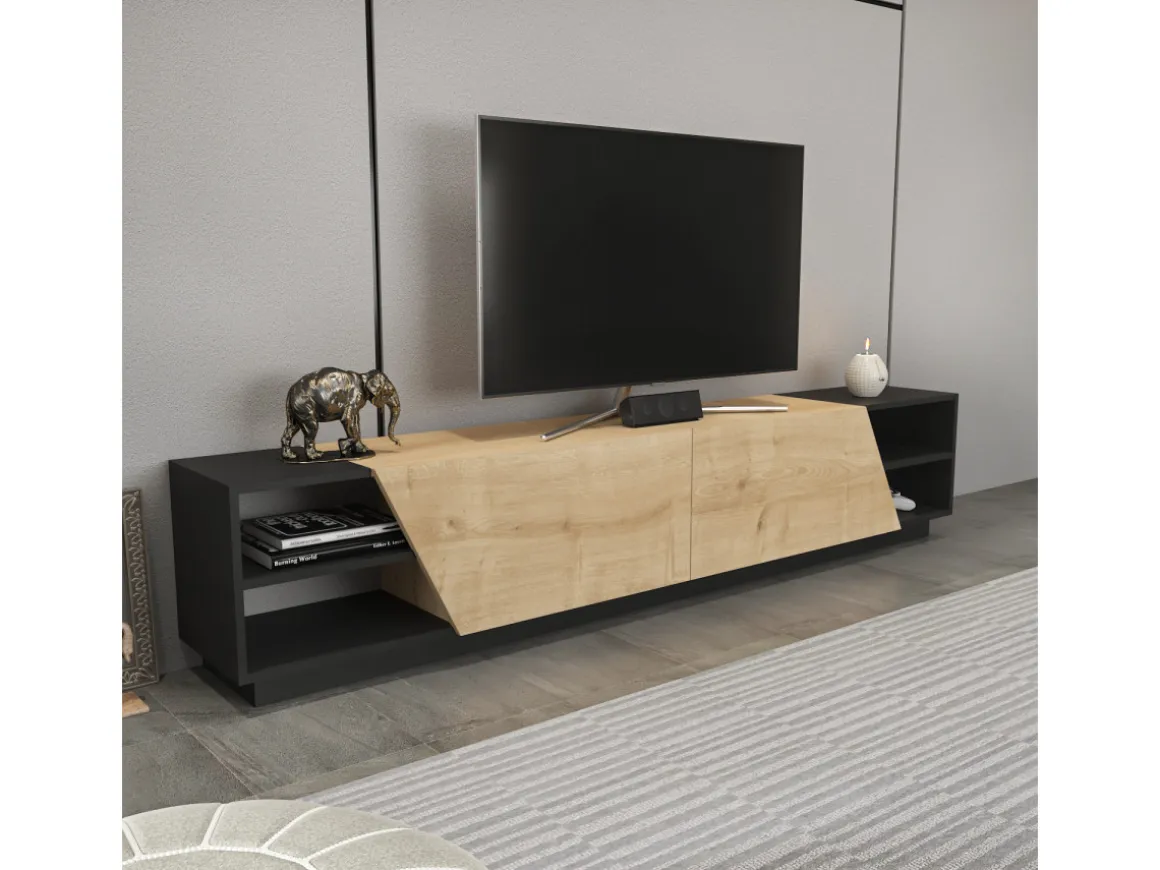 Meuble TV en bois "Rhodes" - 240 x 37 x 47 cm - Beige