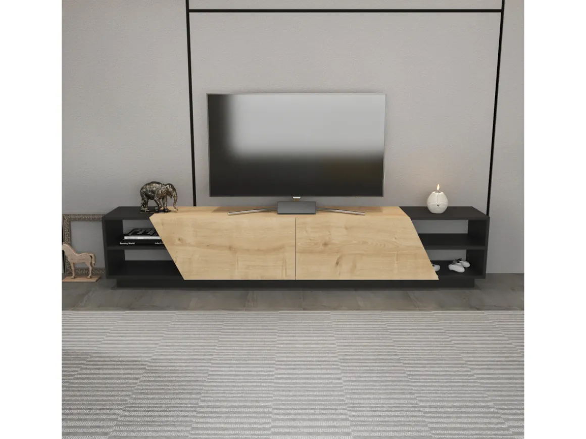 Meuble TV en bois "Rhodes" - 240 x 37 x 47 cm - Beige