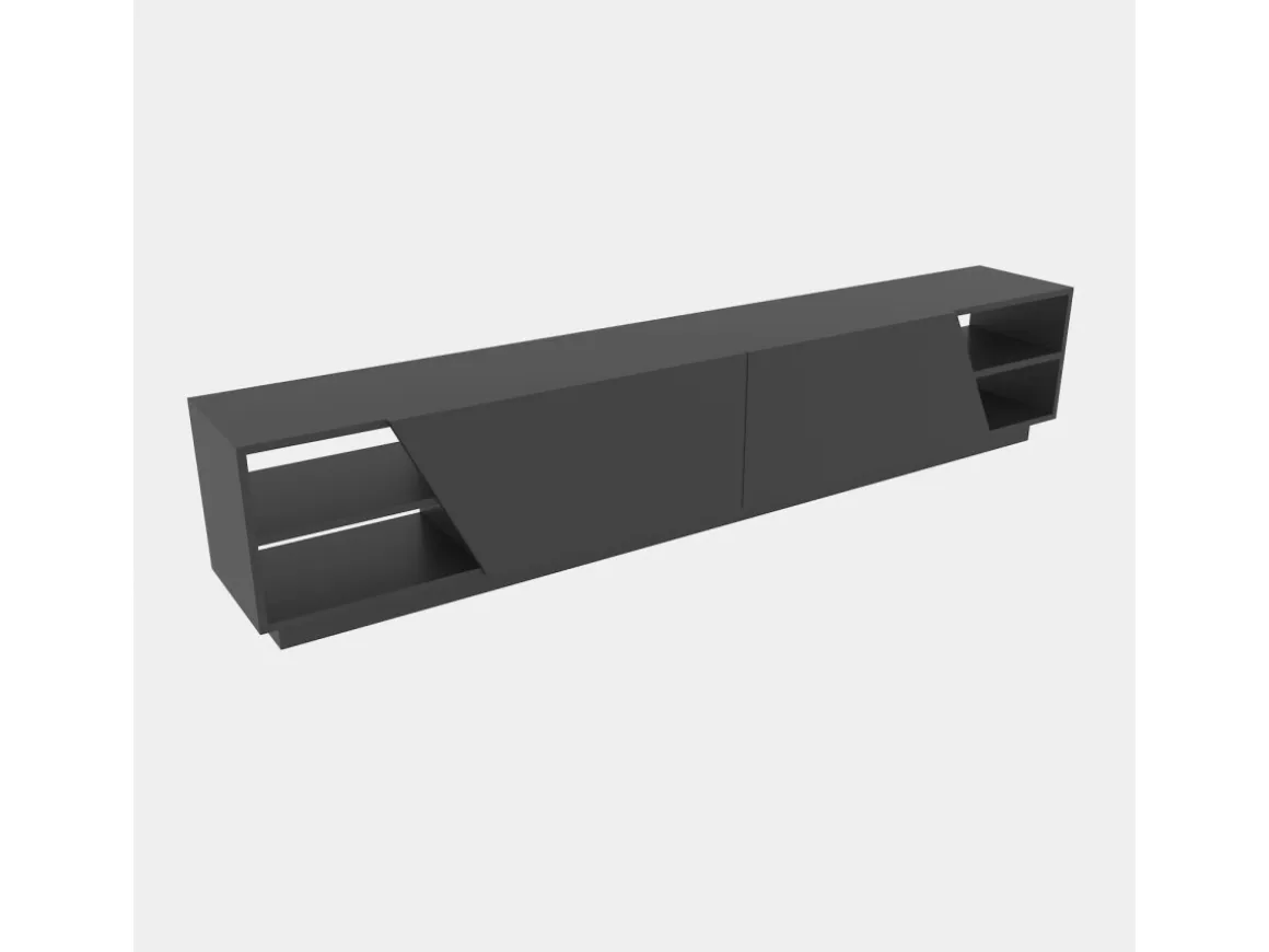 Meuble TV en bois "Rhodes" - 240 x 37 x 47 cm - Gris anthracite