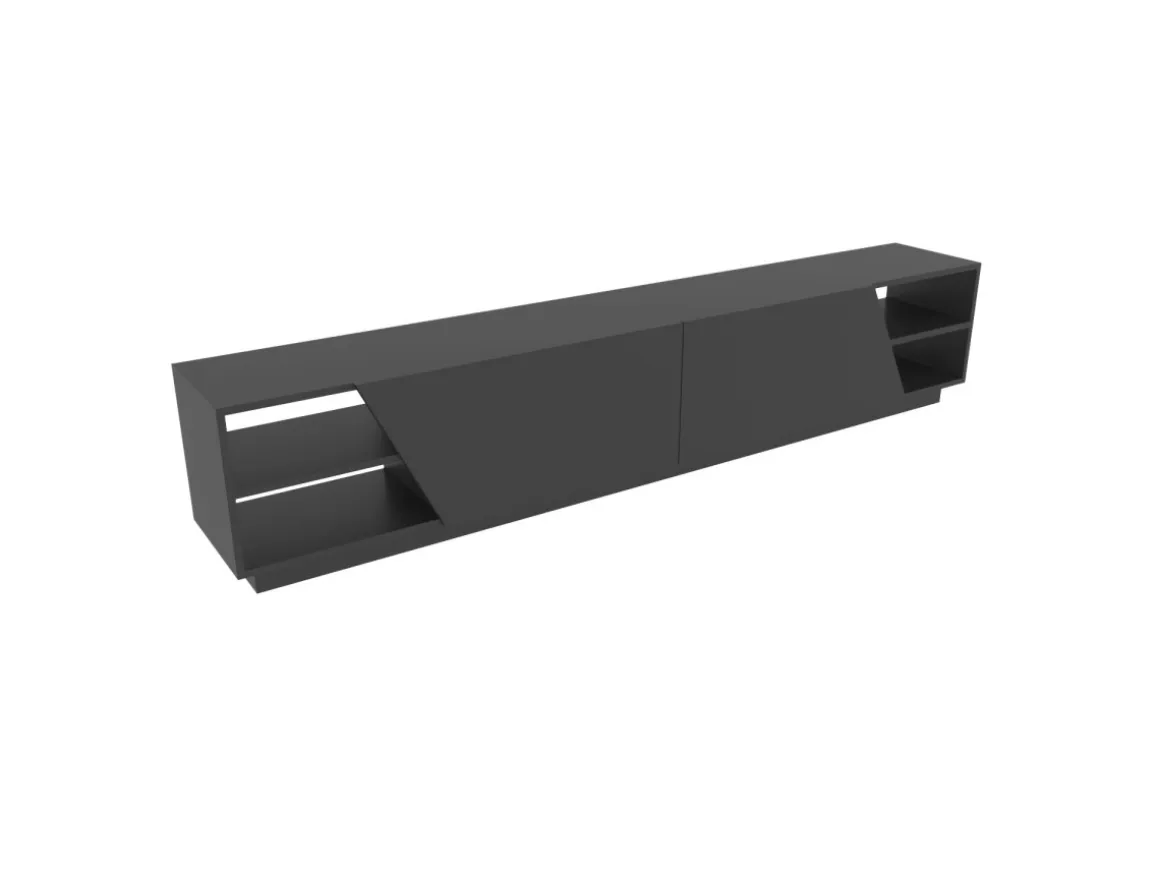 Meuble TV en bois "Rhodes" - 240 x 37 x 47 cm - Gris anthracite