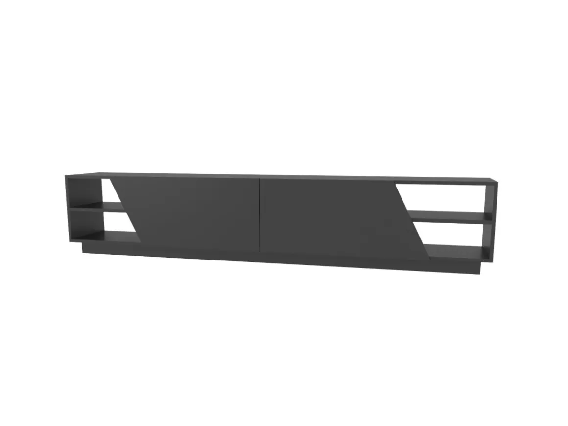 Meuble TV en bois "Rhodes" - 240 x 37 x 47 cm - Gris anthracite