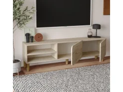 Meuble TV en bois "River" - 150 x 31 x 48 cm - Travertin