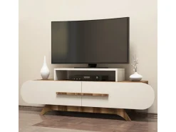 Meuble TV en bois "Rose" - 145 x 36 x 49 cm - Crème de noix