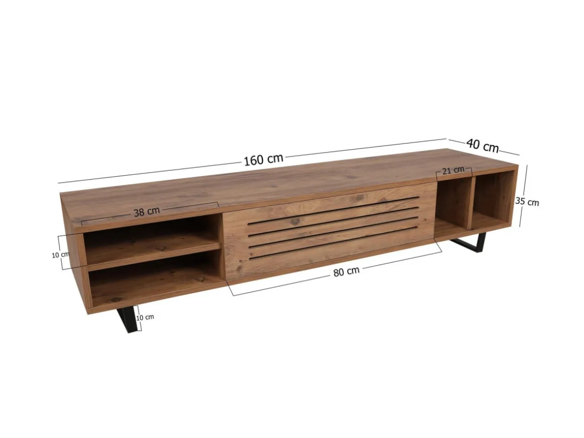 Meuble TV en bois "Safir" 160 x 40 x 35 cm - Pin atlantique