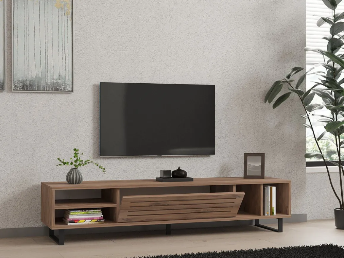 Meuble TV en bois "Safir" 160 x 40 x 35 cm - Pin atlantique