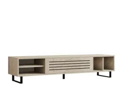 Meuble TV en bois "Safir" - 160 x 40 x 35 cm - Travertin