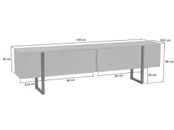 Meuble TV en bois "Serenity" 180 x 30 x 50 cm - Noyer