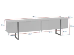 Meuble TV en bois "Serenity" 180 x 30 x 50 cm - Anthracite