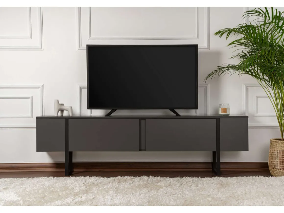 Meuble TV en bois "Serenity" 180 x 30 x 50 cm - Anthracite