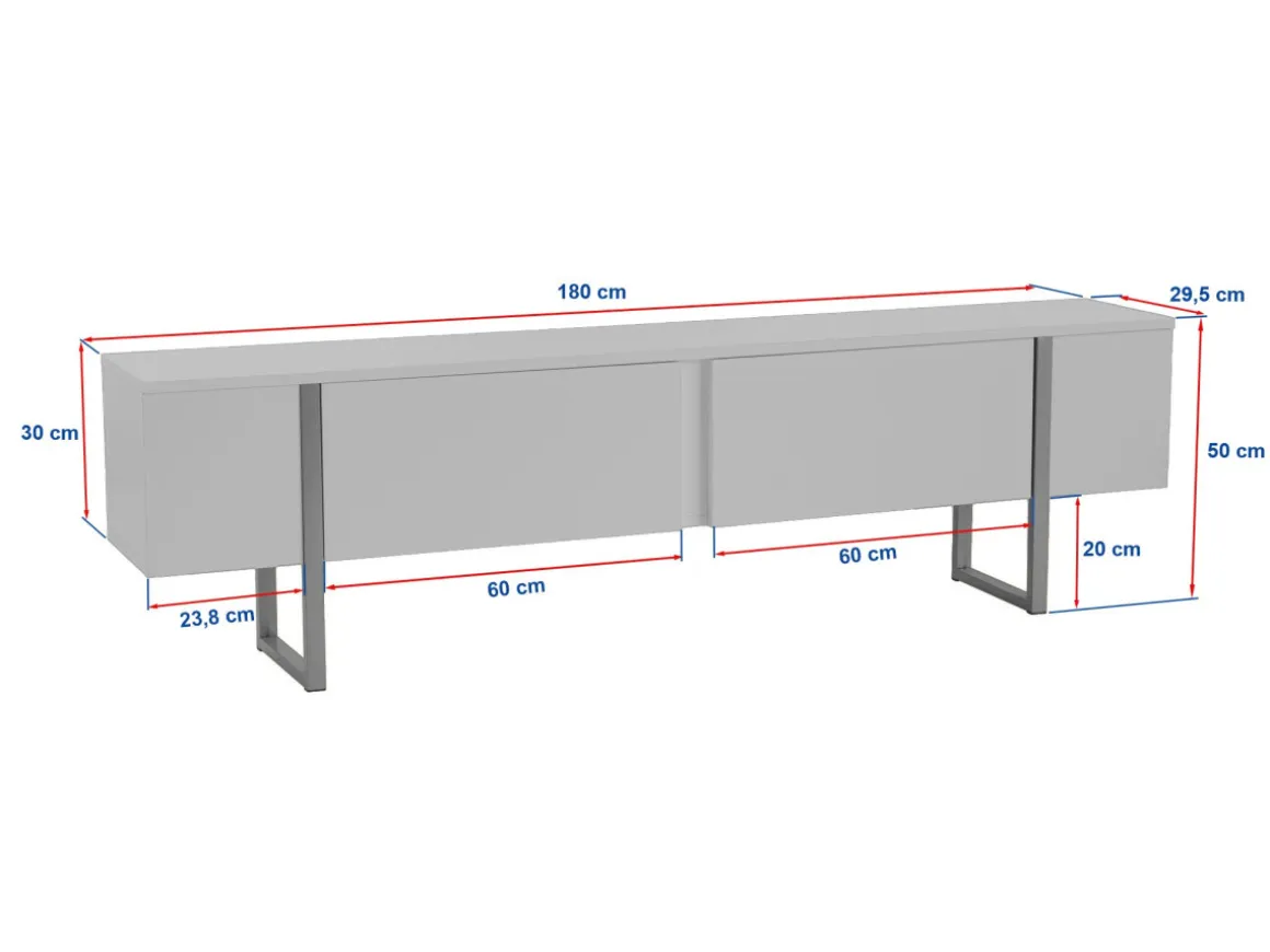 Meuble TV en bois "Serenity" 180 x 30 x 50 cm - Pin atlantique
