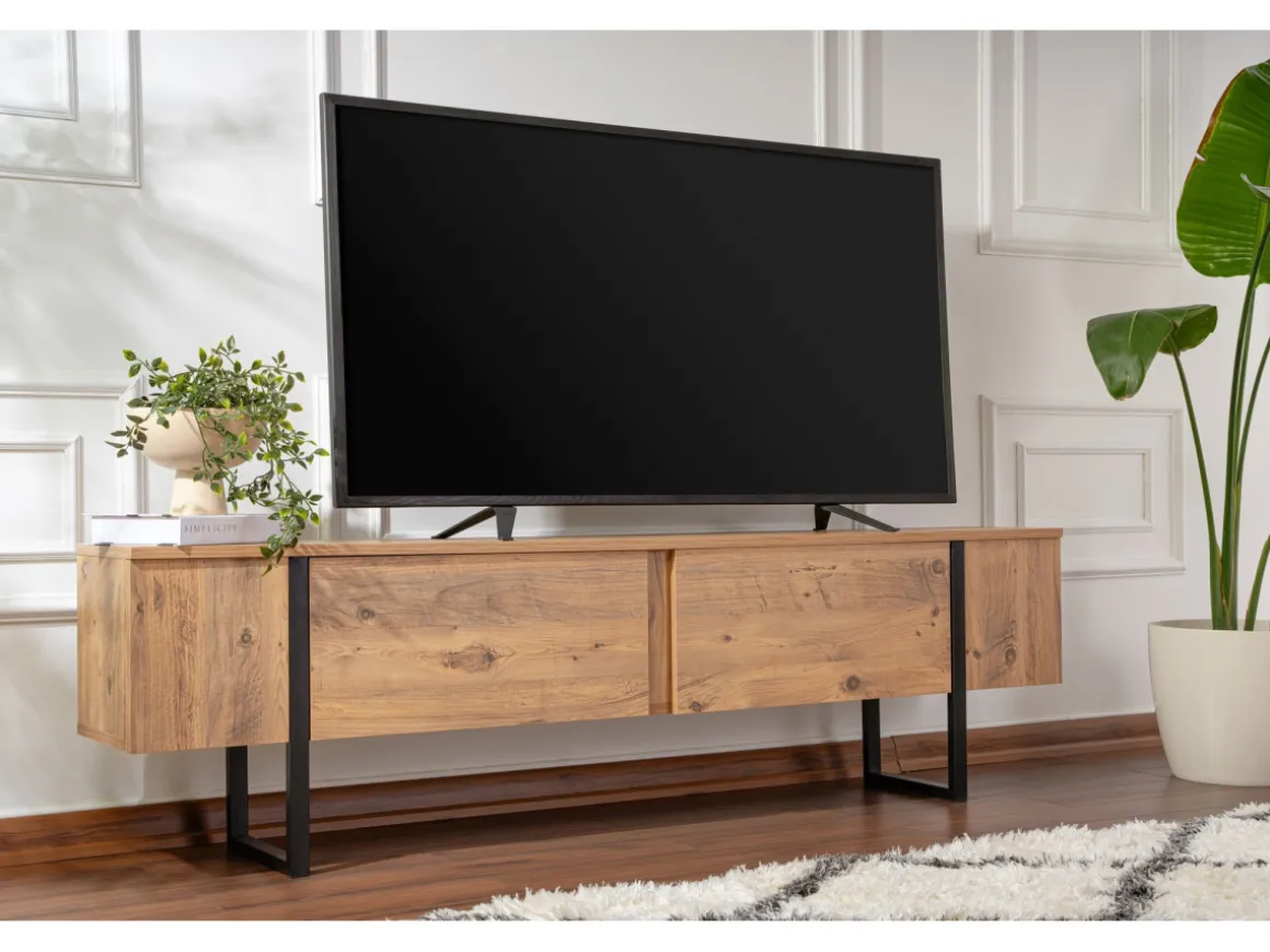 Meuble TV en bois "Serenity" 180 x 30 x 50 cm - Pin atlantique