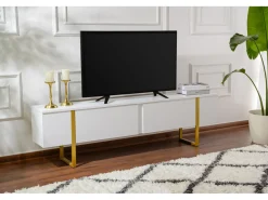 Meuble TV en bois "Serenity" - 180 x 29 x 50 cm - Blanc