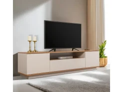 Meuble TV en bois "Veramont" - 180 x 44 x 44 cm - Crème