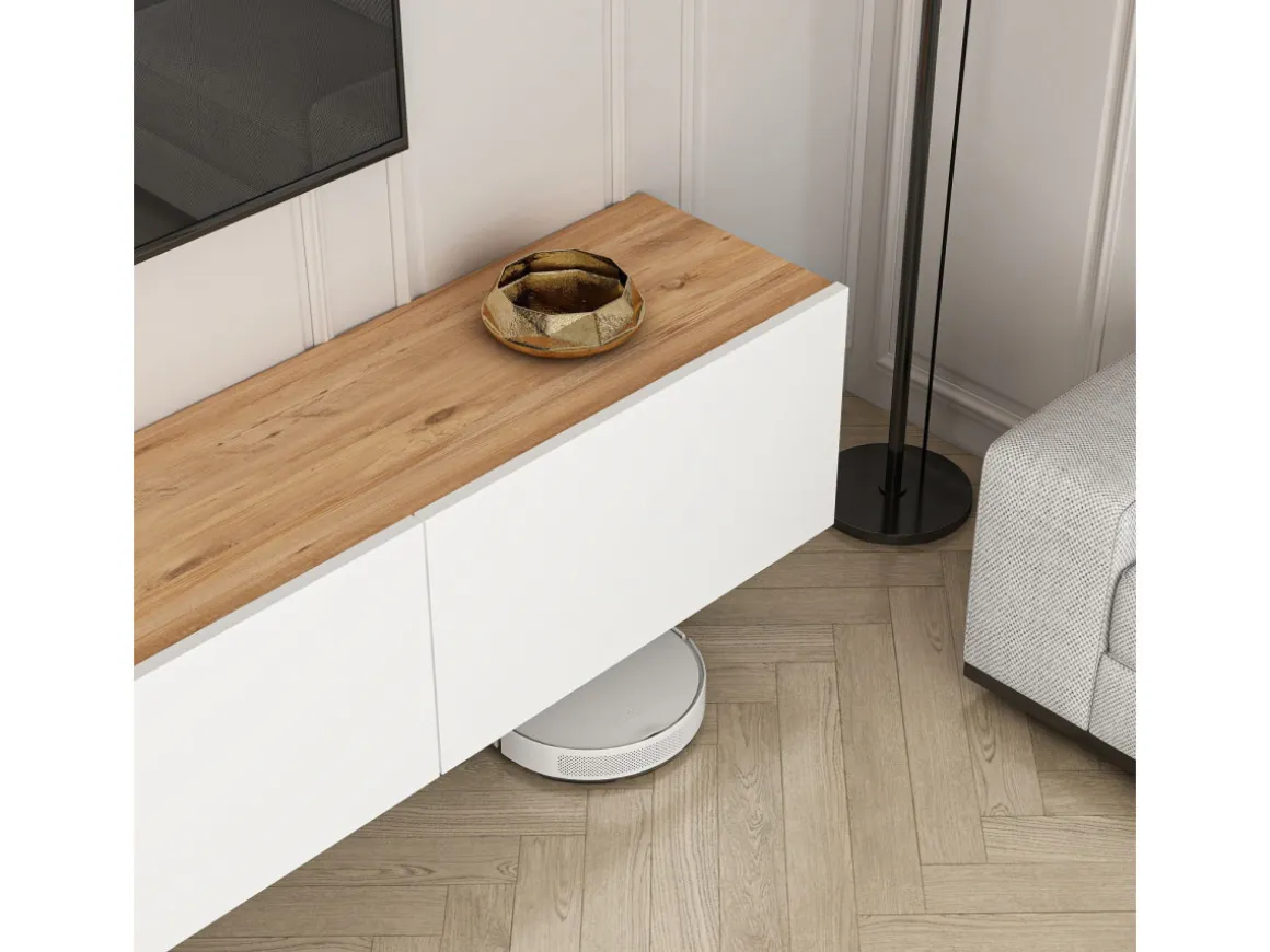 Meuble TV en bois "West" - 150 x 32 x 30 cm - Pin blanc de l'Atlantique