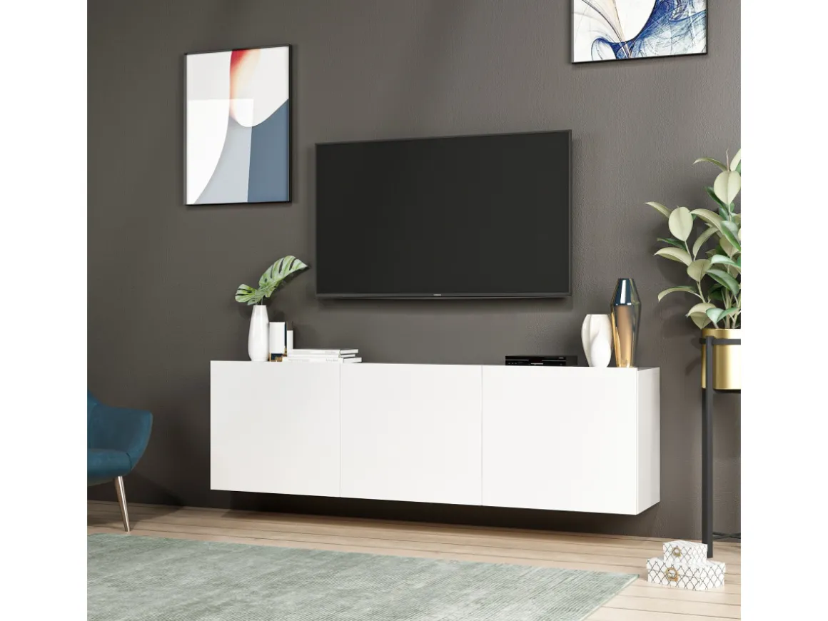 Meuble TV en bois "White" - 150 x 31 x 44 cm - Blanc