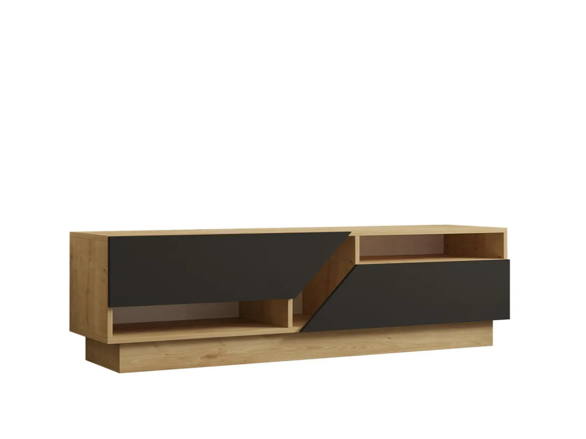 Meuble TV en bois "Yaprak" - 160 x 40 x 45 cm - Saphir, Anthracite