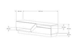 Meuble TV en bois "Yaprak" - 160 x 40 x 45 cm - Saphir, Anthracite