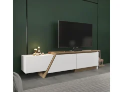 Meuble TV en bois "Zonas" - 180 x 35 x 28 cm - Blanc