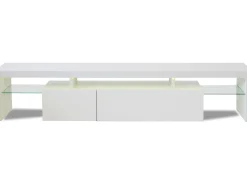 Meuble TV LED laqué "Tina" - 187.5 x 34 x 38 cm - Blanc