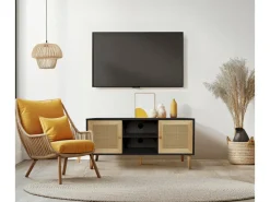 Meuble TV scandinave en cannage