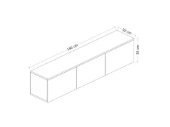Meuble TV suspendu en bois avec éclairage LED "Neon illuminated" - 160 x 32 x 35 cm - Travertin
