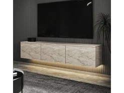 Meuble TV suspendu en bois avec éclairage LED 