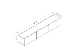 Meuble TV suspendu en bois "Rigel" - 180 x 32 x 30 cm - Blanc