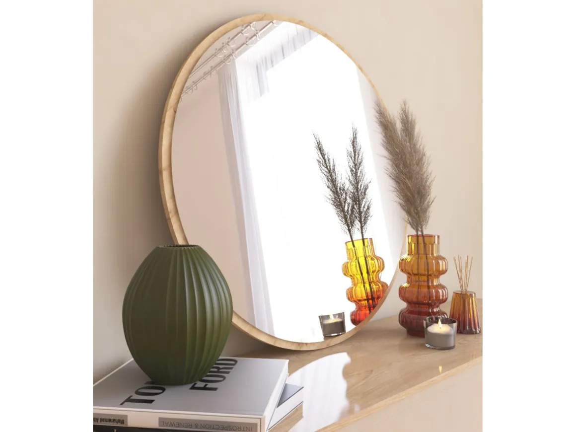 Miroir en bois "Ozze" - 60 x 60 cm - Beige