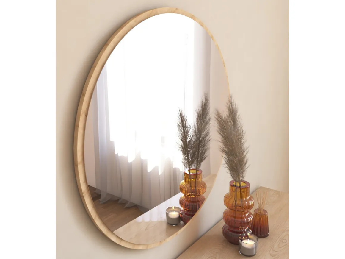 Miroir en bois "Ozze" - 60 x 60 cm - Beige