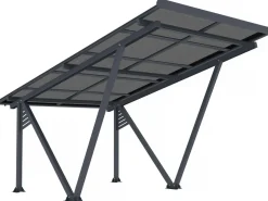 Ombrière Carport solaire avec panneaux photovoltaïques - 366 x 575 x 366 cm - Gris - 4,1 kW