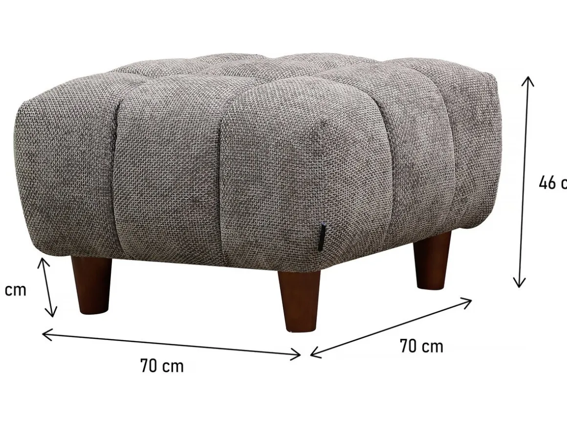 Ottoman pour canapé droit "Matignon" - 70 x 70 x 46 cm - Gris
