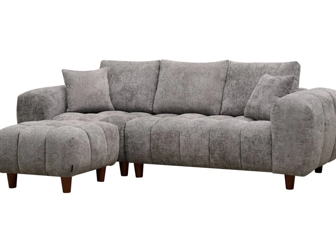 Ottoman pour canapé droit "Matignon" - 70 x 70 x 46 cm - Gris