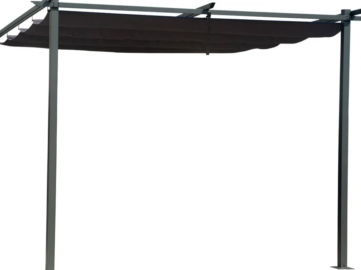 Pergola adossée avec toit rétractable - 3 x 3 m - Gris anthracite
