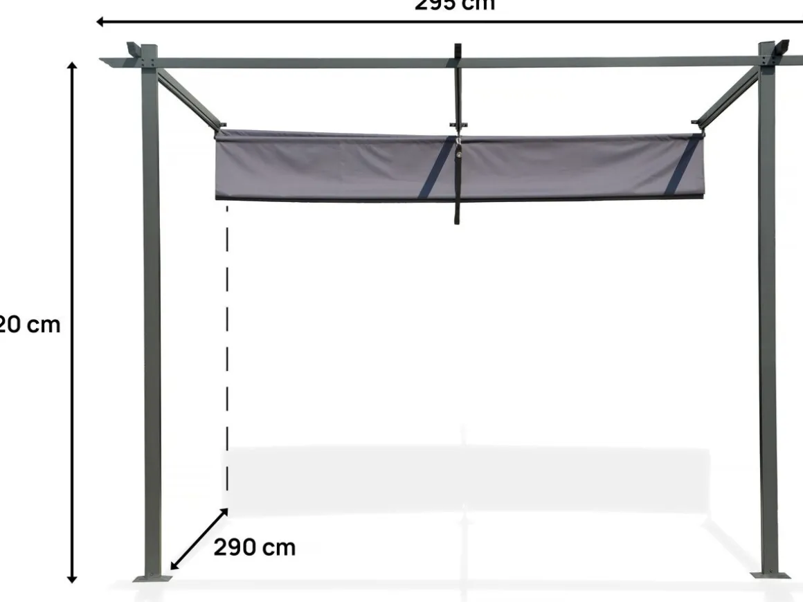 Pergola adossée avec toit rétractable - 3 x 3 m - Gris anthracite