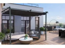 Pergola adossée avec toit rétractable - 3 x 3 m - Gris anthracite