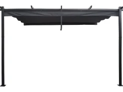Pergola adossée en aluminium avec toit rétractable-  3 x 4 m -  Gris