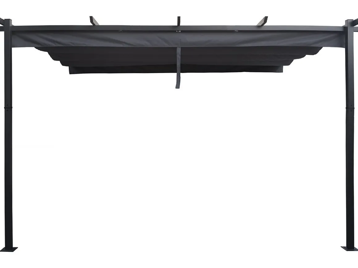 Pergola adossée en aluminium avec toit rétractable- 3 x 4 m - Gris