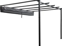 Pergola adossée en aluminium avec toit rétractable- 3 x 4 m - Gris