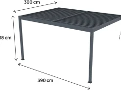 Pergola adossée en aluminium "Windsor" - Gris anthracite - 3 x 4 m