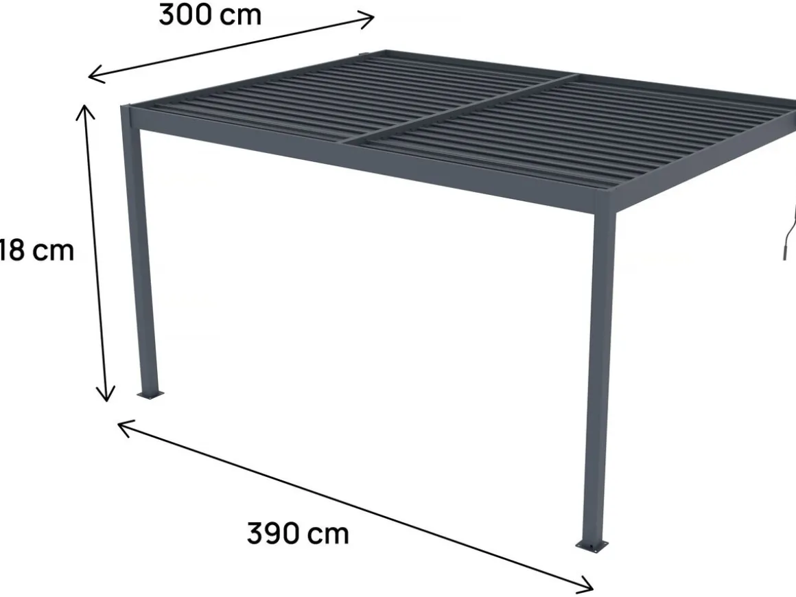 Pergola adossée en aluminium "Windsor" - Gris anthracite - 3 x 4 m