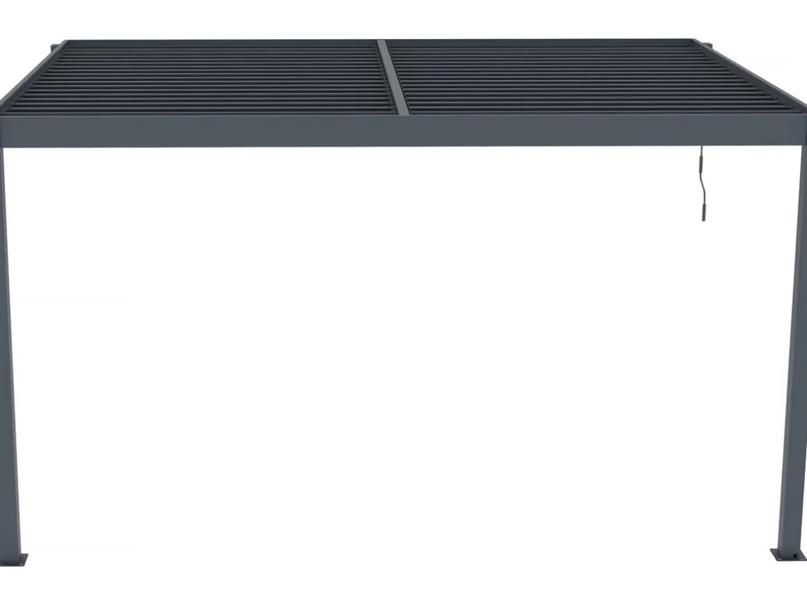 Pergola adossée en aluminium "Windsor" - Gris anthracite - 3 x 4 m