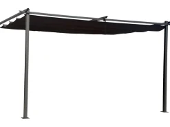Pergola adossée en métal avec toit rétractable -  3 x 4 m - Gris anthracite