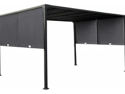 Pergola avec toit coulissant en métal "Courtenay" - 3 x 4 m - Gris
