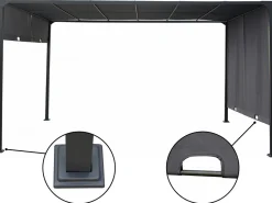 Pergola avec toit coulissant en métal "Courtenay" - 3 x 4 m - Gris