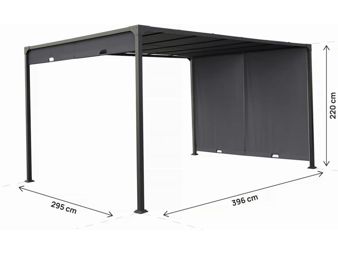 Pergola avec toit coulissant en métal "Courtenay" - 3 x 4 m - Gris